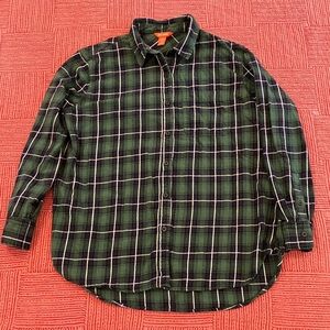 Joe Fresh med wm’s checkered Dark Green Plaid long sleeve button Shirt